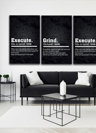 EXECUTE take action, GRIND To perform, Hustle  to have self belief AOA13175 {3x}