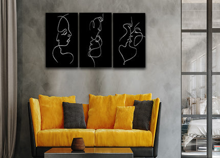 A One line faces, couple man & woman Hug minimalistic style AOA14300 {x3}