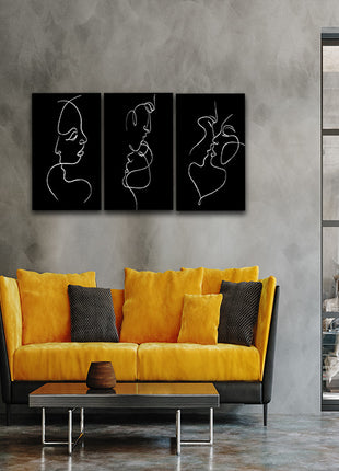 A One line faces, couple man & woman Hug minimalistic style AOA14300 {x3}