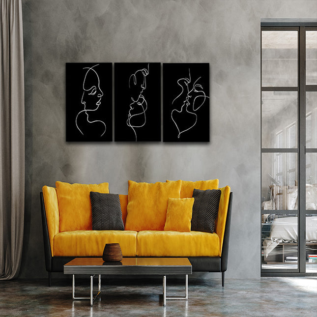 A One line faces, couple man & woman Hug minimalistic style AOA14300 {x3}