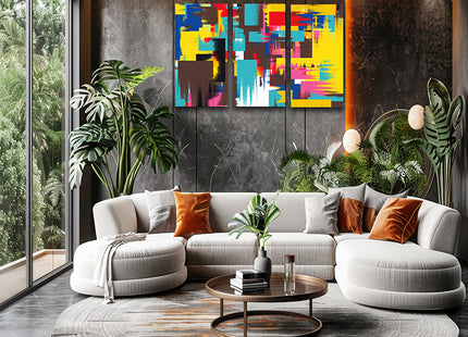 Abstract Painting With Multiple Colour Contemporary ART AOA14314 {x3}