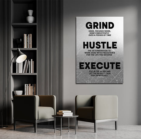 Grind Hustle Execute LET THE RESULTS TALK FOR THEMSELVES HARD FOCUSED WORK AOA14328