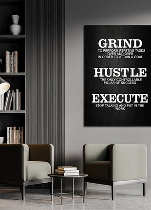 Grind Hustle Execute THE ONLY CONTROLLABLE PILLAR OF SUCCESS AOA14337