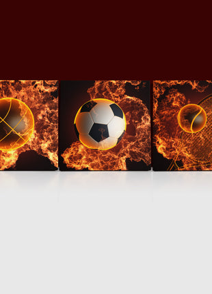 Soccer ball & basketball &Tennis ball plus Racket in action fire AOA14290 {3x}