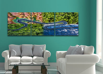 curved highway trough the forest Winding road four seasons AOA13007 {3x}