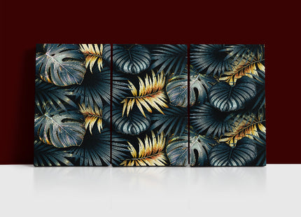ELEGANT black and golden tropical leaves luxury exotic pattern AOA13195 {3x}