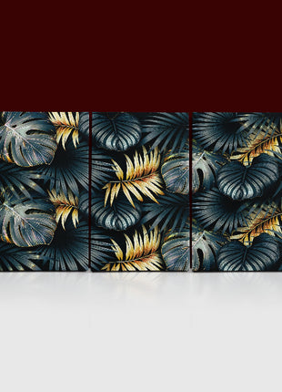 ELEGANT black and golden tropical leaves luxury exotic pattern AOA13195 {3x}