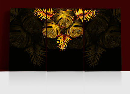 THE black and gold tropical leaves luxury exotic AOA13197 {3x}
