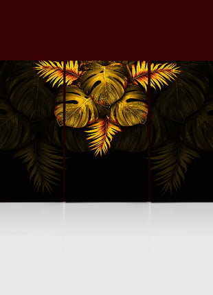 THE black and gold tropical leaves luxury exotic AOA13197 {3x}