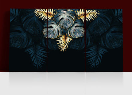 black and gold tropical leaves luxury exotic AOA13198 {3x}