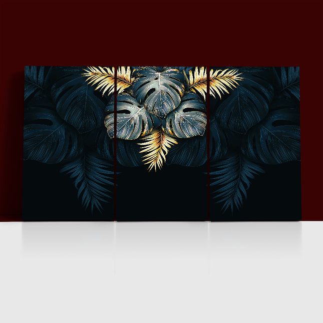 black and gold tropical leaves luxury exotic AOA13198 {3x}