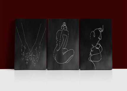 One line, couple man & woman crossing fingers minimalistic style AOA13189 {3x}