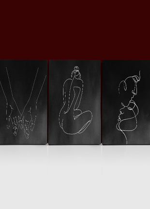 One line, couple man & woman crossing fingers minimalistic style AOA13189 {3x}