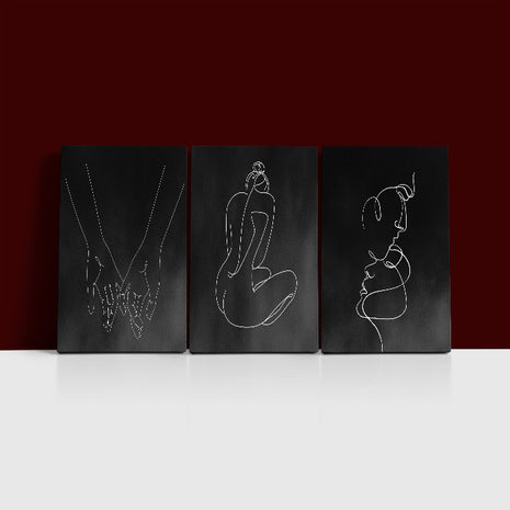 One line, couple man & woman crossing fingers minimalistic style AOA13189 {3x}
