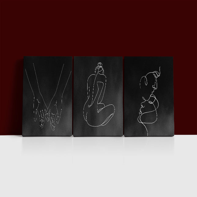 One line, couple man & woman crossing fingers minimalistic style AOA13189 {3x}