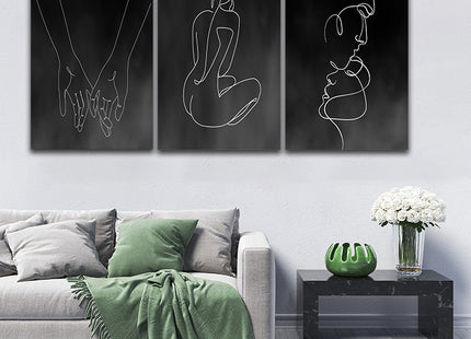 One line, couple man & woman crossing fingers minimalistic style AOA13189 {3x}