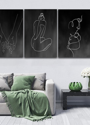 One line, couple man & woman crossing fingers minimalistic style AOA13189 {3x}