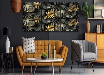 ELEGANT black and gold tropical leaves luxury exotic AOA13196 {3x}
