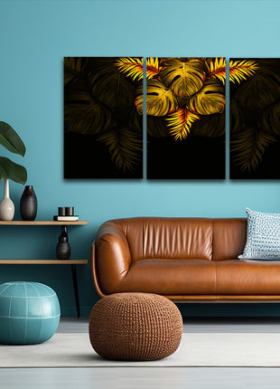 THE black and gold tropical leaves luxury exotic AOA13197 {3x}