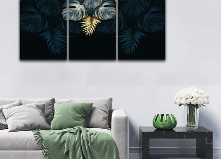 black and gold tropical leaves luxury exotic AOA13198 {3x}
