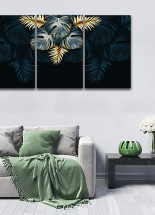 black and gold tropical leaves luxury exotic AOA13198 {3x}