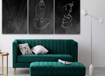 One line, couple man & woman crossing fingers minimalistic style AOA13189 {3x}