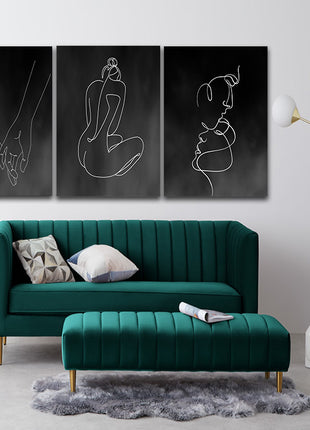 One line, couple man & woman crossing fingers minimalistic style AOA13189 {3x}