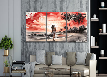 Women Walking On Beach Serene Moment AOA13130 {x3}