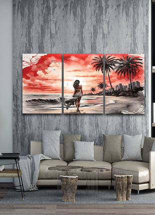 Women Walking On Beach Serene Moment AOA13130 {x3}