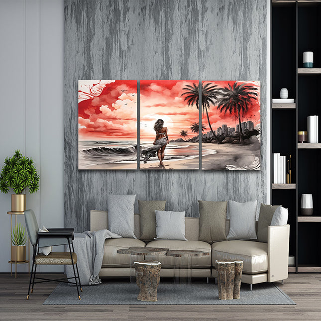 Women Walking On Beach Serene Moment AOA13130 {x3}