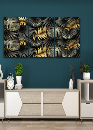 ELEGANT black and gold tropical leaves luxury exotic AOA13196 {3x}