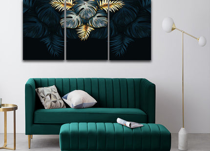 black and gold tropical leaves luxury exotic AOA13198 {3x}