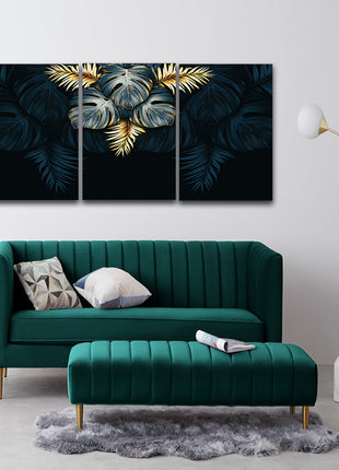 black and gold tropical leaves luxury exotic AOA13198 {3x}