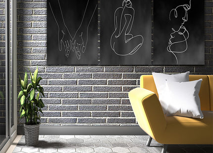 One line, couple man & woman crossing fingers minimalistic style AOA13189 {3x}
