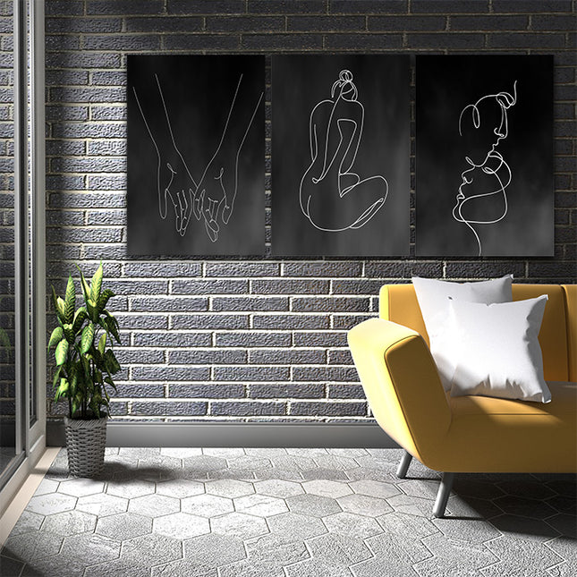 One line, couple man & woman crossing fingers minimalistic style AOA13189 {3x}