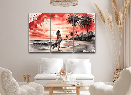 Women Walking On Beach Serene Moment AOA13130 {x3}