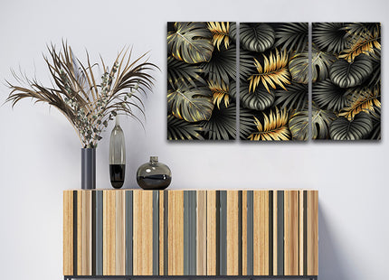 ELEGANT black and gold tropical leaves luxury exotic AOA13196 {3x}