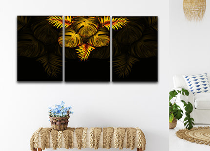 THE black and gold tropical leaves luxury exotic AOA13197 {3x}