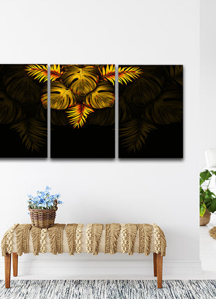 THE black and gold tropical leaves luxury exotic AOA13197 {3x}