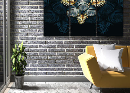black and gold tropical leaves luxury exotic AOA13198 {3x}
