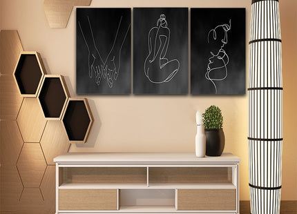 One line, couple man & woman crossing fingers minimalistic style AOA13189 {3x}