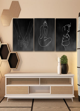 One line, couple man & woman crossing fingers minimalistic style AOA13189 {3x}