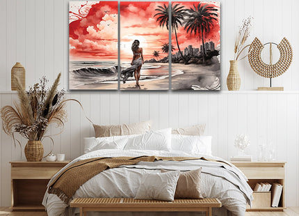 Women Walking On Beach Serene Moment AOA13130 {x3}