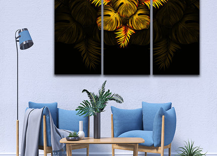 THE black and gold tropical leaves luxury exotic AOA13197 {3x}