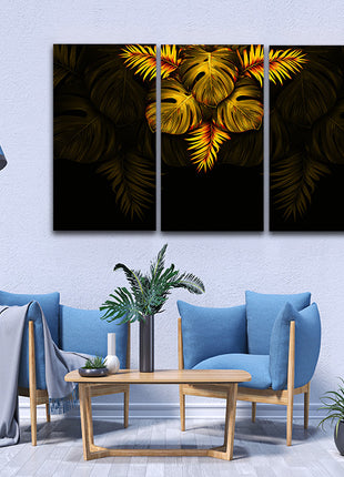 THE black and gold tropical leaves luxury exotic AOA13197 {3x}