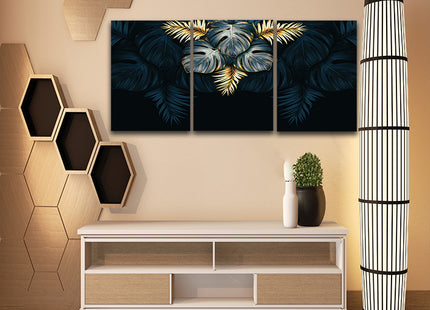 black and gold tropical leaves luxury exotic AOA13198 {3x}