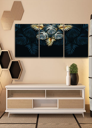 black and gold tropical leaves luxury exotic AOA13198 {3x}