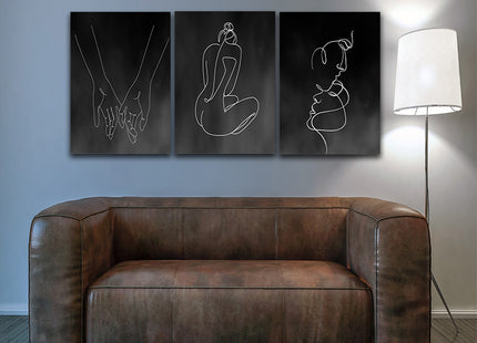 One line, couple man & woman crossing fingers minimalistic style AOA13189 {3x}
