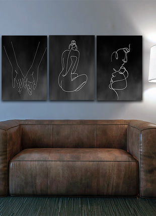 One line, couple man & woman crossing fingers minimalistic style AOA13189 {3x}