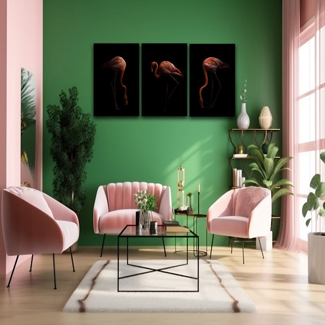 Nice American flamingo bird in the dark AOA13140 {3x}